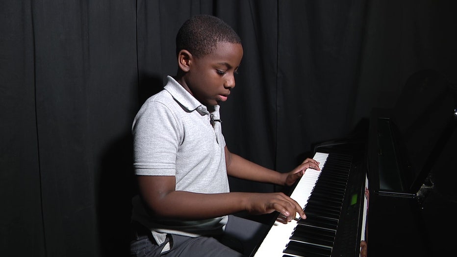 11-year-old Calvin Peoples is one of Hazley's students.