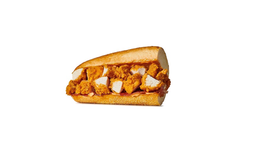 The Atlanta Falcons-themed 'Pub sub' is stuffed with chicken tenders, bacon, and, of course, peach preserves. Image is courtesy of Publix. 