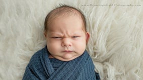 'Grumpy' baby photoshoot goes viral: 'He is NOT having it'