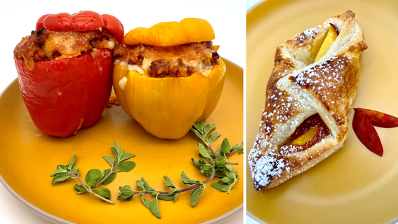 Dinner DeeAs recipes: Simple Stuffed Peppers, Peach Puff Pastries