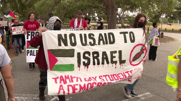 Pro-Palestinian protest marches from Gasden Park to MacDill AFB in Tampa