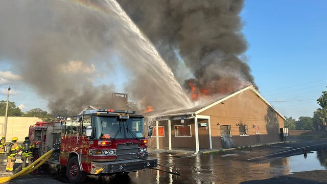 Large fire at former Sonny's BBQ shuts down portion of Busch Boulevard in Tampa for hours