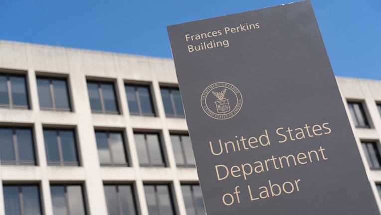 FILE - The US Department of Labor Building on March 26, 2020, in Washington, DC. (Photo by ALEX EDELMAN/AFP via Getty Images)