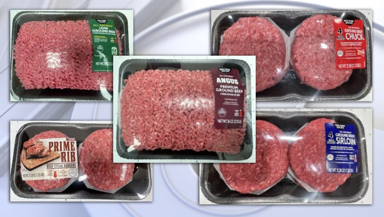 Walmart ground beef recall sample products (via USDA)