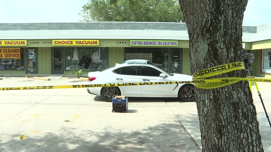 Crimes scene tape outside a Sarasota hookah lounge where one person was killed and another was injured early Saturday morning.