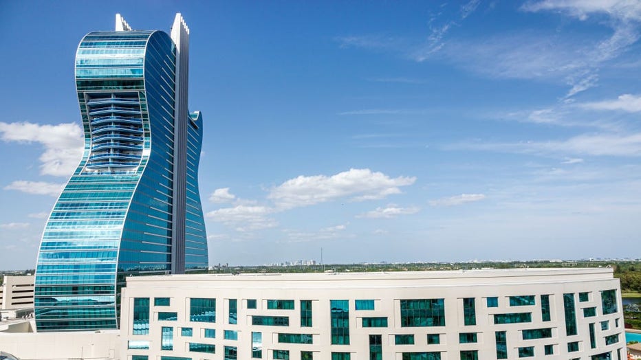 Hollywood, Florida, Seminole Tribe, Hard Rock Hotel & Casino, Unique guitar shaped building exterior. (Photo by: Jeffrey Greenberg/Universal Images Group via Getty Images)