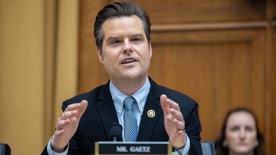 Congressman Matt Gaetz (R-FL) questions Special Counsel Robert Hur at a House Judiciary Committee hearing in Washington on March 12, 2024. (Photo by Nathan Posner/Anadolu via Getty Images)