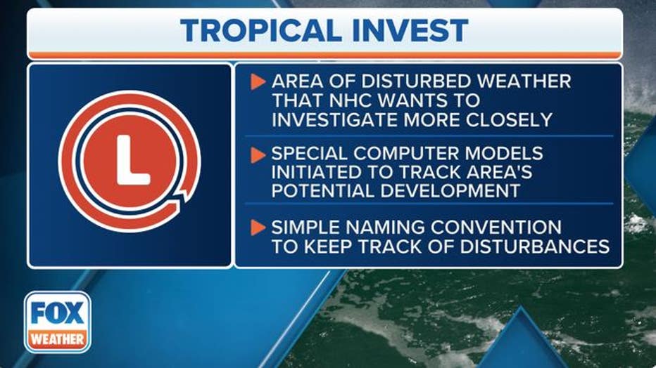 An invest is simply a designation that is given to an area of interest by the National Hurricane Center for further investigation with a simple naming convention. (FOX Weather)