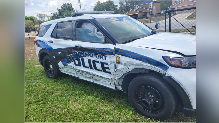 A suspected drunk driver hit a Davenport police officer nearly head-on Sunday. Image is courtesy of the Davenport Police Department.