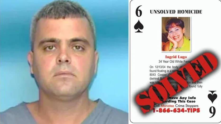 Florida officials solved Ingrid Lugo's murder case after an inmate identified Bryan Curry, left, as her killer from a deck of cold case playing cards. (Manatee County Sheriff's/Florida Attorney General's Office/Florida)