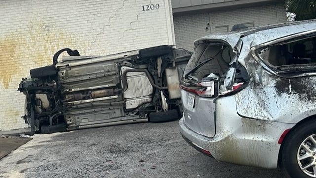 Clearwater man hospitalized after car smashed into parked vehicle, officials say