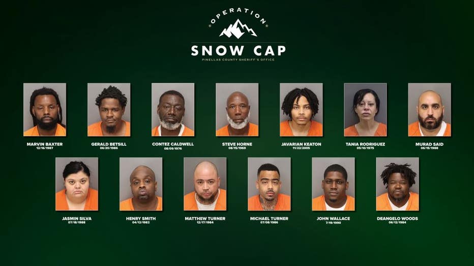 Mugshots form Operation Snow Cap courtesy of the Pinellas County Sheriff's Office.