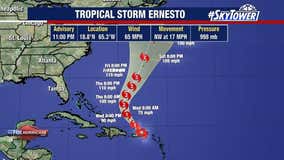 Tropical Storm Ernesto a little stronger as it impacts Leeward Islands, Puerto Rico