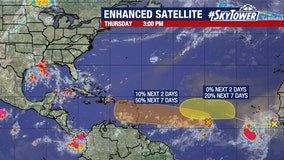 Tropical disturbance in Atlantic gets increased development odds as second one emerges