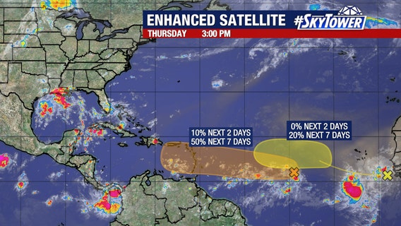 Tropical disturbance in Atlantic gets increased development odds as second one emerges