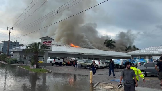 Holmes Beach plaza building catches fire after being struck by lightning