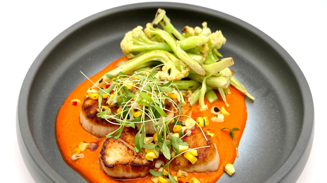 Recipe: Scallops, Romesco & Caulilini