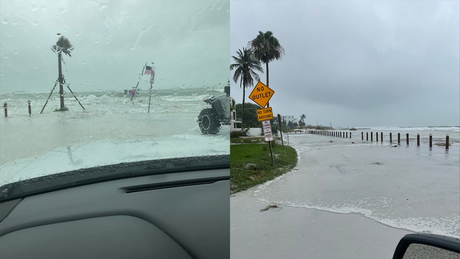 North Beach Road on Siesta Key was flooded with sand and water by Sunday afternoon. Image is courtesy of Sarasota County government.