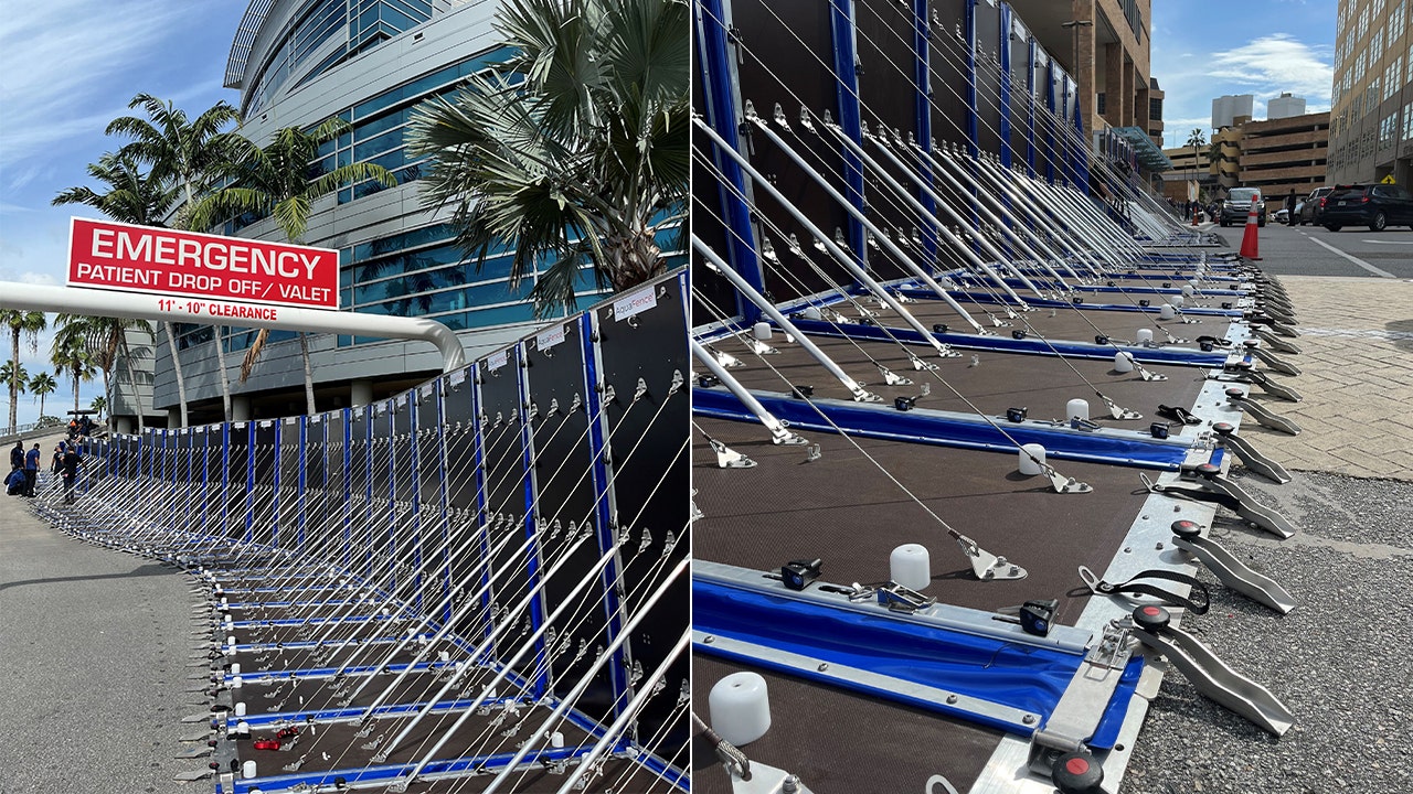 Tampa General Hospital protected by 'AquaFence' during Hurricane