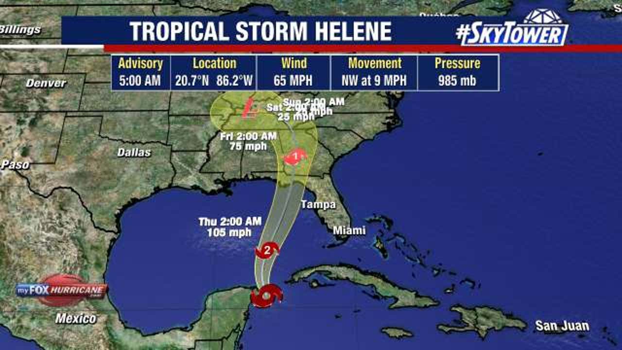 Live Updates: Tropical Storm Helene approaches hurricane strength, watches and warnings expanded for Florida