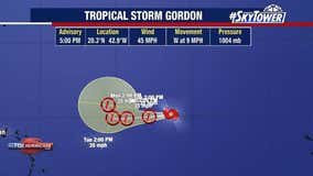 TS Gordon continues slow trek, chance of development increases for disturbance off Southeast US coast