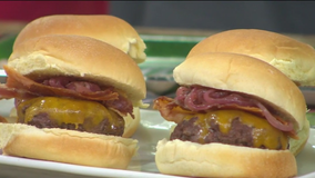 Dr. BBQ recipe: Bison sliders with cheddar, bacon, and balsamic onions