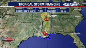 Francine downgraded to tropical storm hours after making landfall on Louisiana coast: NHC