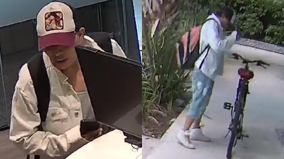 Tampa police say the suspect claimed a man outside the bank was forcing her to rob it, but they found no evidence to support that claim. Images are courtesy of the Tampa Police Department. 