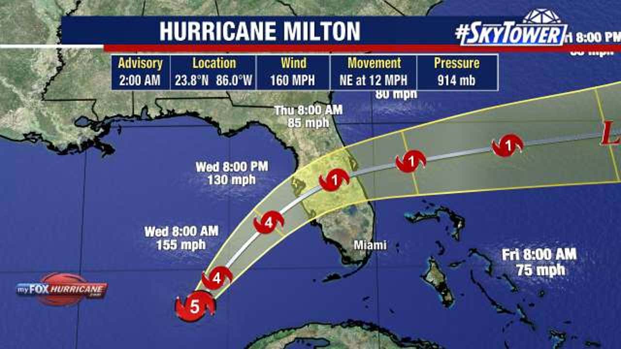 Hurricane Milton tracker: Category 5 storm barrels toward Florida, expected to weaken before landfall