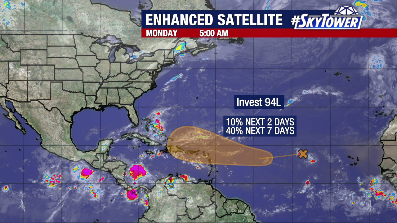 Invest 94L moving through the Atlantic, no immediate threat to Florida