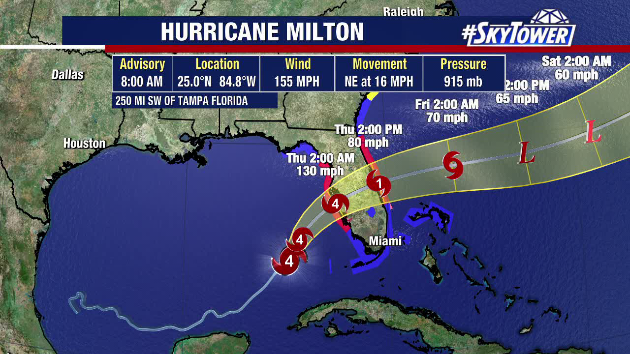 Hurricane Milton tracker: Category 4 storm barreling toward Florida, landfall expected as a “dangerous” storm