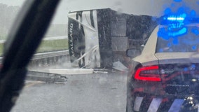 Camper flips on Polk Parkway as Hurricane Milton bands move through area