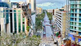 St. Petersburg construction crane falls from high rise during Hurricane Milton