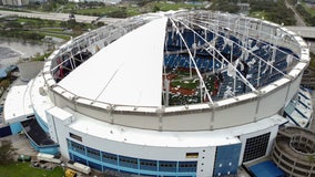 Tropicana Field roof ripped off by Hurricane Milton