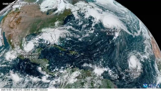 Satellite shows 3 hurricanes swirling in Atlantic basin in October for first time in recorded history