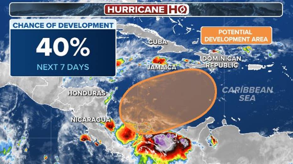 The outlook for an area to watch in the southern Caribbean Sea.
(FOX Weather)