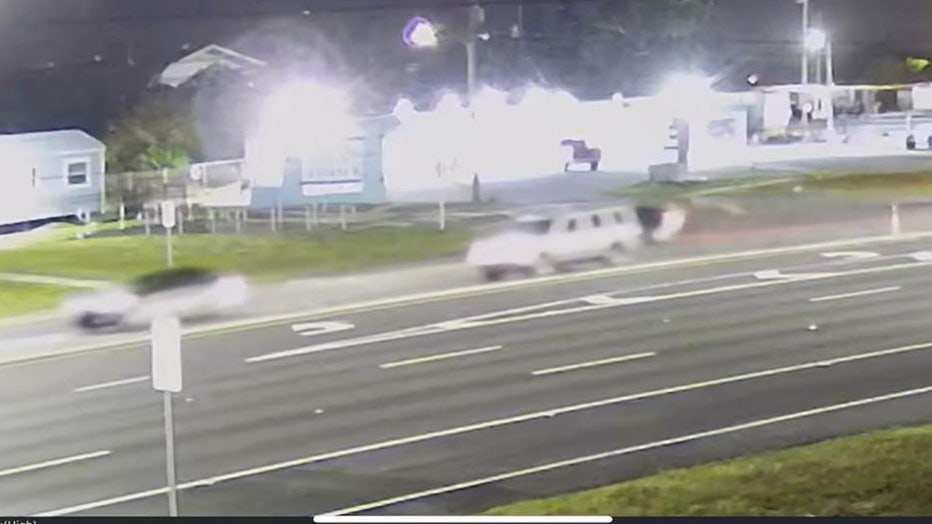 Troopers are searching for a white, larger style SUV they say was involved in a deadly hit-and-run crash in Pasco County Wednesday night. Image is courtesy of FHP.