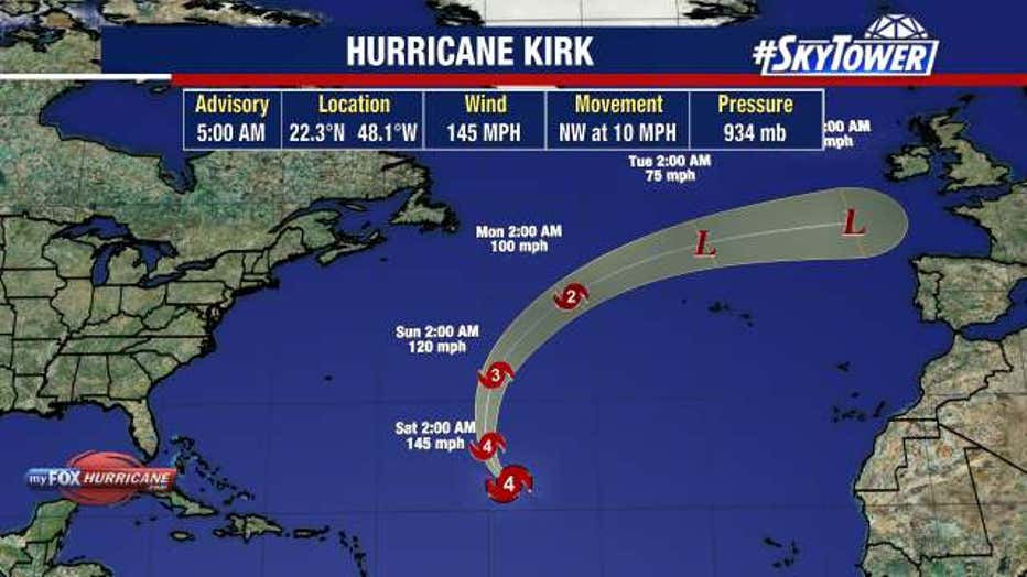 Hurricane Kirk is moving across the Atlantic but is not expected to hit the United States