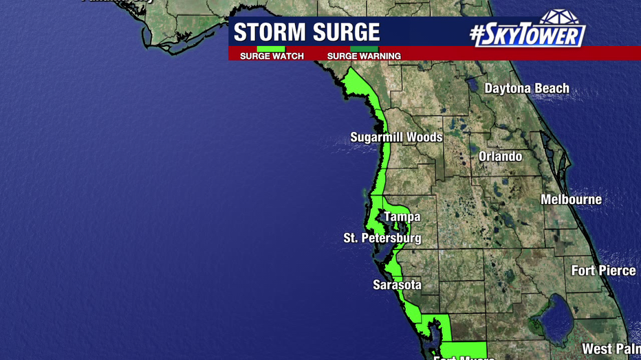 A large stretch of Florida's Gulf Coast is under a Storm Surge Watch ahead of Milton.