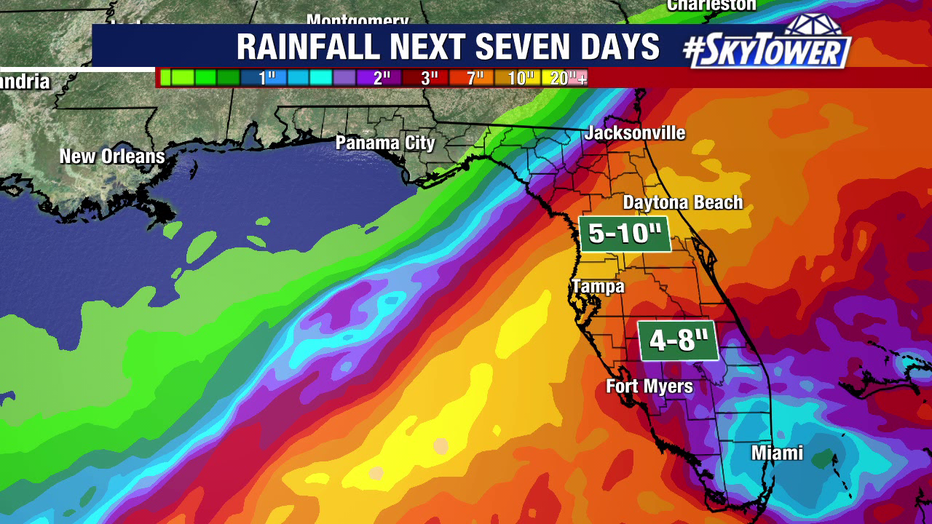 Hurricane Milton could bring 6 to 10 inches of rain to parts of the Tampa Bay area.