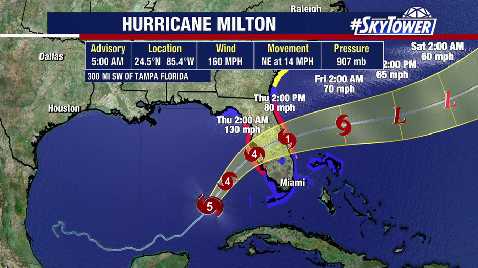 Hurricane Milton is expected to make landfall in a major hurricane late Wednesday or early Thursday.