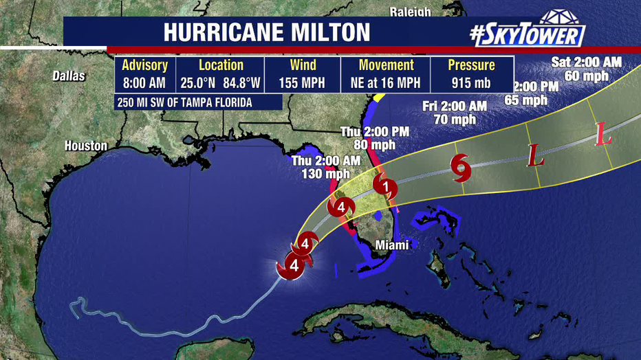 Hurricane Milton is expected to make landfall as a major hurricane late Wednesday or early Thursday.