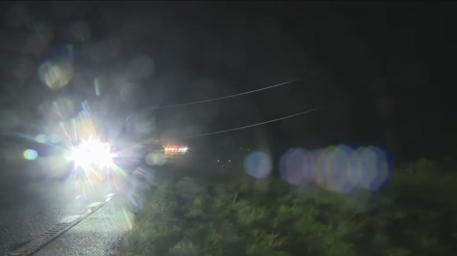 FOX 13 crews spotted a downed power line along State Road 52 just east of Ehren Cutoff in Pasco County.