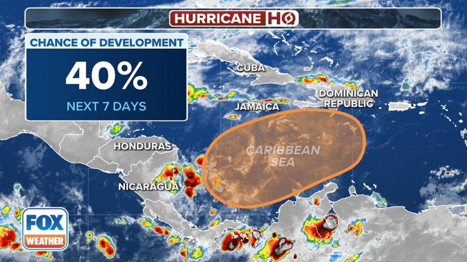 The outlook for an area to watch in the southern Caribbean Sea. (FOX Weather)