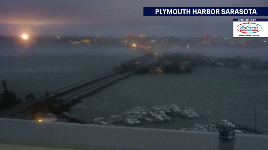 FOX 13's Plymouth Harbor camera in Sarasota captured transformers exploding in the distance.