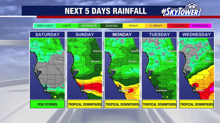 Tropical rainfall could reach the Bay Area on Sunday and continue into Tuesday.