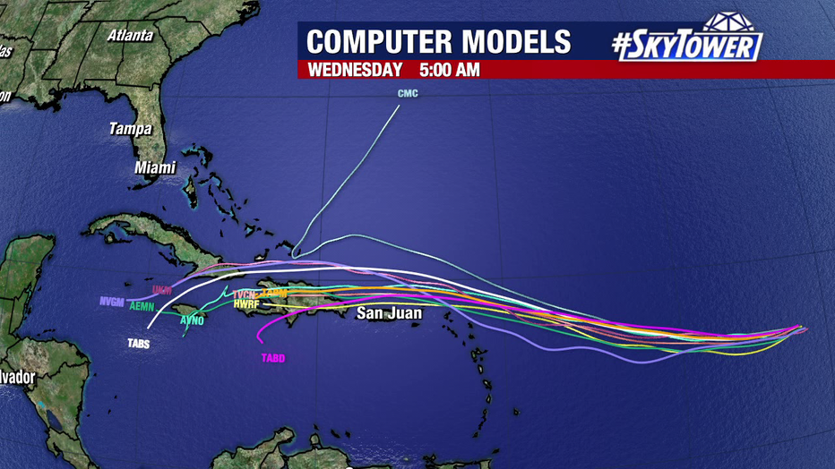 Models show Invest 94L will likely turn either north or south and avoid Florida, even if it does develop.