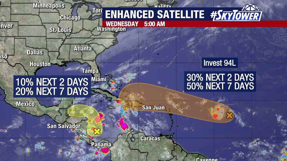 The National Hurricane Center is monitoring two disturbances, but they are not expected to impact Florida