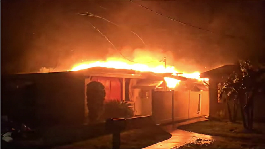 Fire tore through a home in Venice as Hurricane Milton brought devastating impacts to the area. (Courtesy: Mike Seidel)