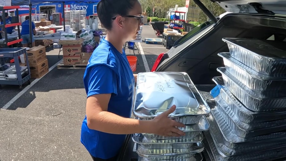 Bayside Church volunteers distributing meals to Hurricane Milton victims.